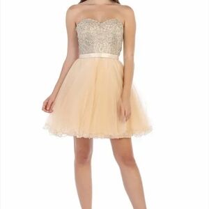 Strapless Silver and Cream Dress